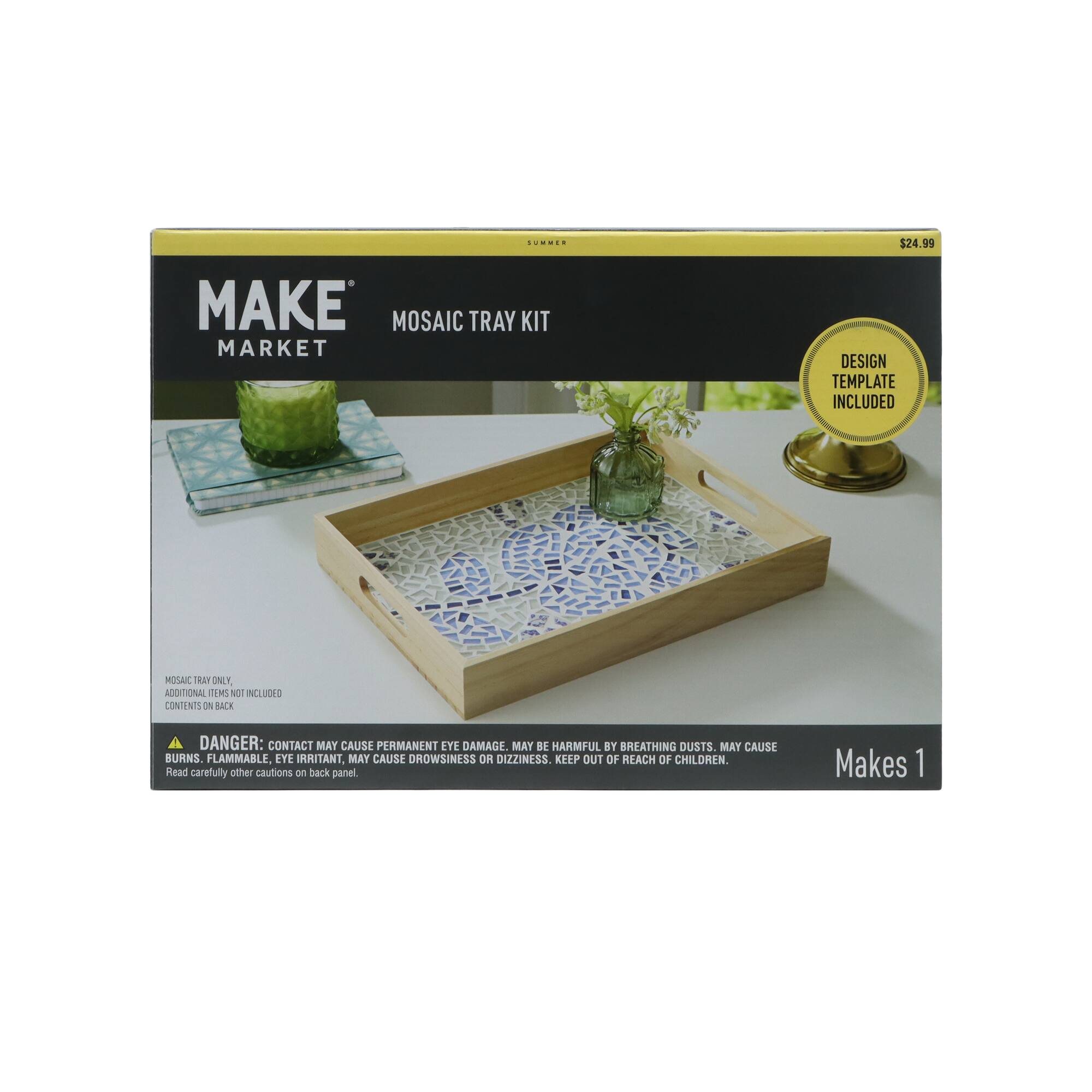 10" x 14" Blue Flower Mosaic Tray Kit by Make Market®